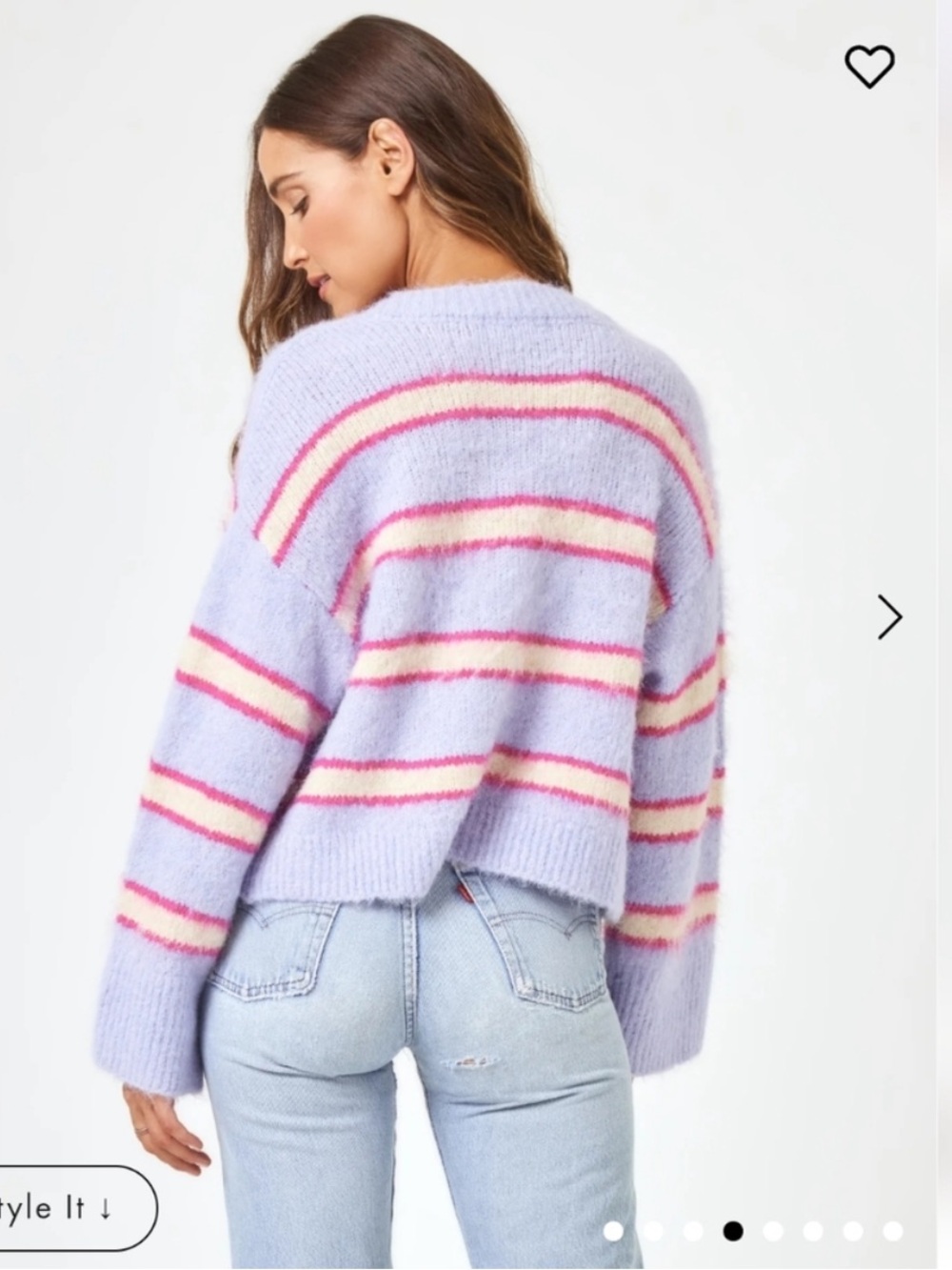 l*space Montauk Lavender Striped V-Neck Button Cardigan Swim Cover Up Sold Out - Picture 4 of 10